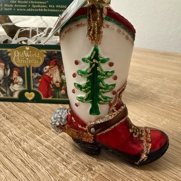 New Old World Christmas Holiday Boot Ornament - Picture 2 of 7